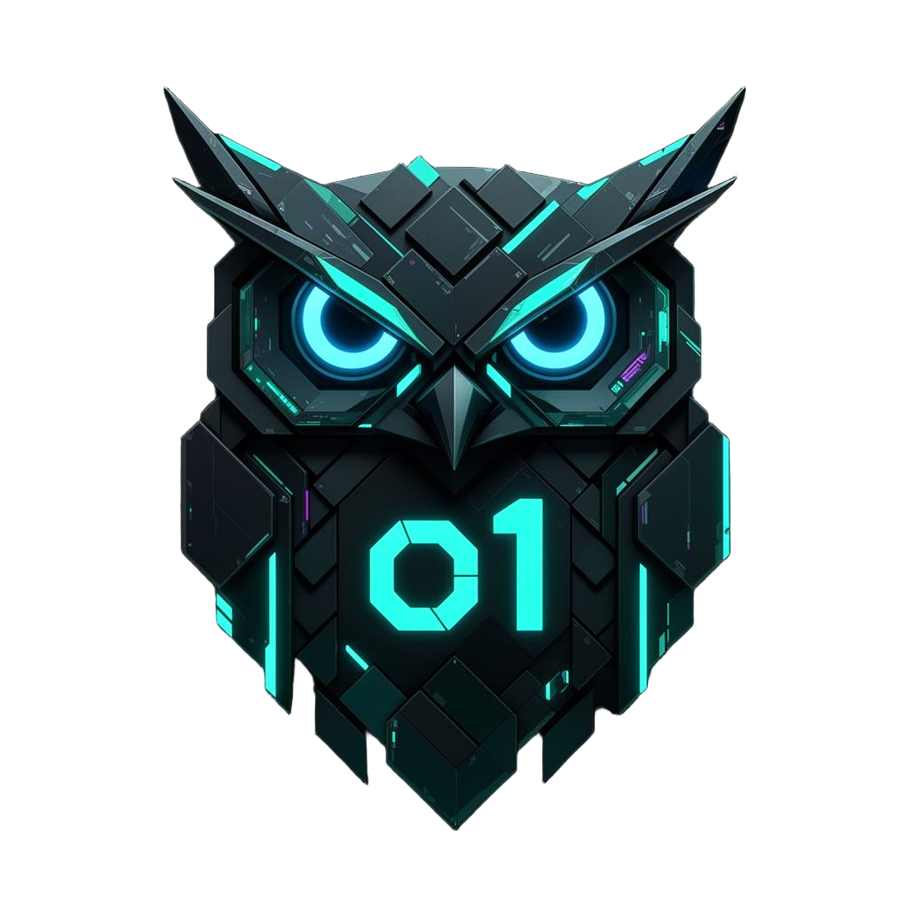 Ollie — o1.exchange mascot owl with glowing cyan eyes